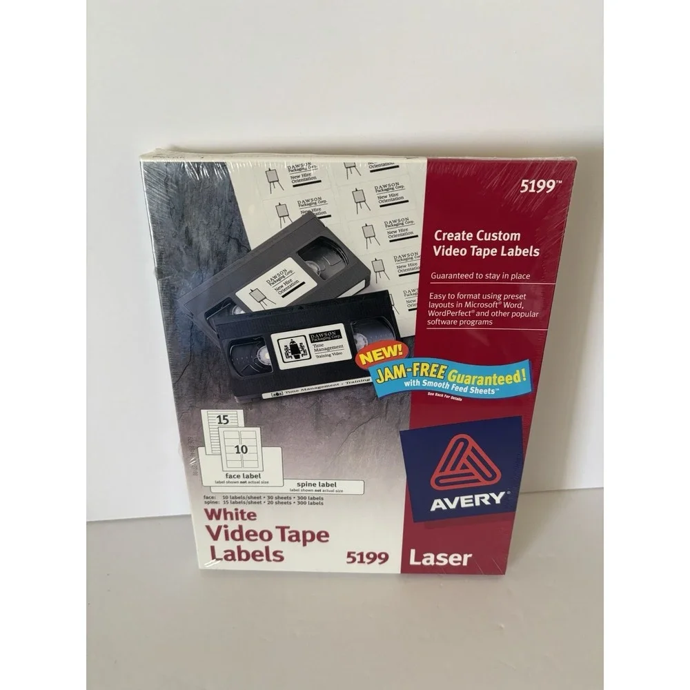Avery 5199 Laser VideoTape Labels‎ White 300 Face and Spine Labels New Sealed